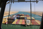 Foto, Bild: Suezkanal (Sueskanal) nördlich von Suez von einem Großcontainerschiff aus